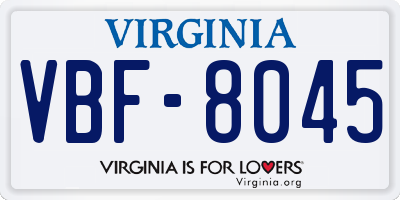 VA license plate VBF8045