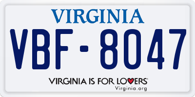 VA license plate VBF8047