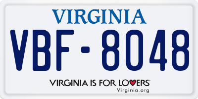 VA license plate VBF8048