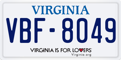 VA license plate VBF8049
