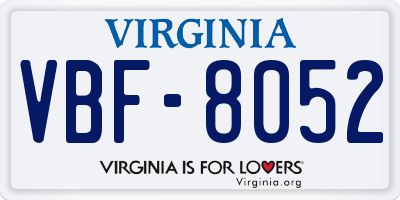 VA license plate VBF8052