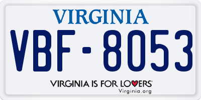 VA license plate VBF8053