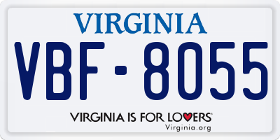 VA license plate VBF8055