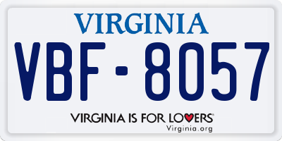 VA license plate VBF8057
