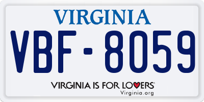 VA license plate VBF8059