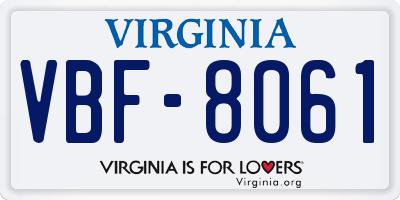 VA license plate VBF8061
