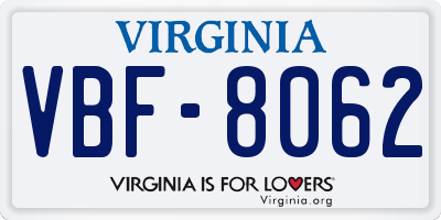 VA license plate VBF8062