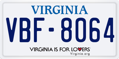 VA license plate VBF8064