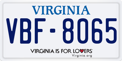 VA license plate VBF8065