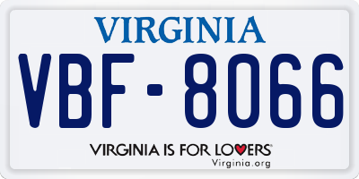 VA license plate VBF8066