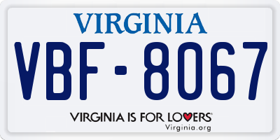 VA license plate VBF8067