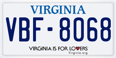 VA license plate VBF8068