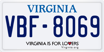 VA license plate VBF8069