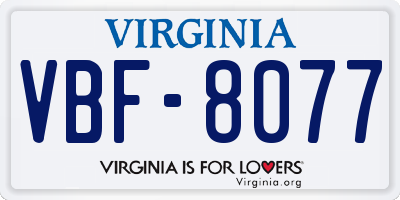 VA license plate VBF8077