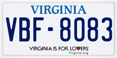 VA license plate VBF8083