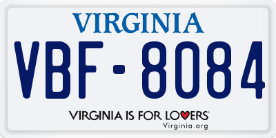VA license plate VBF8084