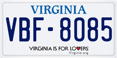 VA license plate VBF8085