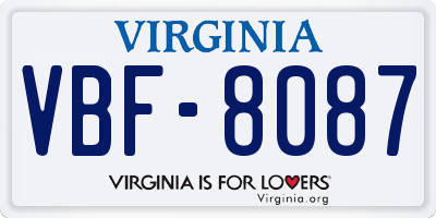 VA license plate VBF8087