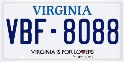 VA license plate VBF8088