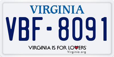 VA license plate VBF8091