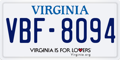 VA license plate VBF8094