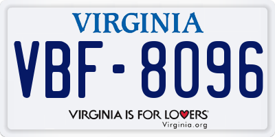 VA license plate VBF8096