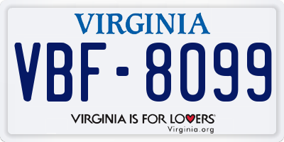 VA license plate VBF8099