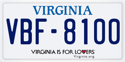 VA license plate VBF8100