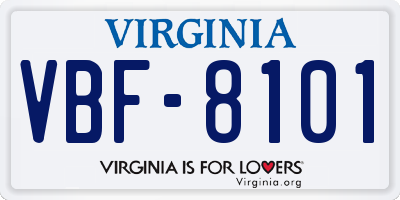 VA license plate VBF8101