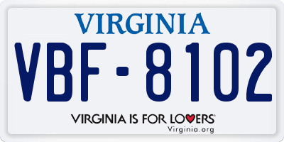 VA license plate VBF8102