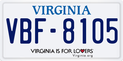 VA license plate VBF8105