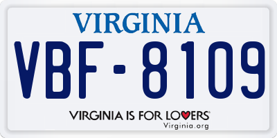 VA license plate VBF8109