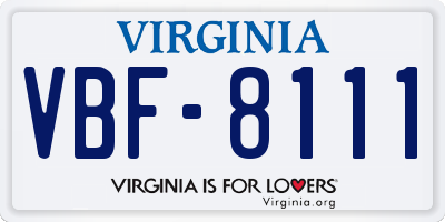VA license plate VBF8111