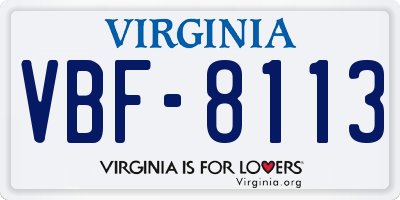 VA license plate VBF8113