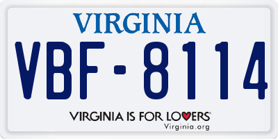 VA license plate VBF8114