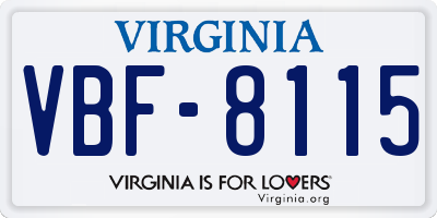 VA license plate VBF8115