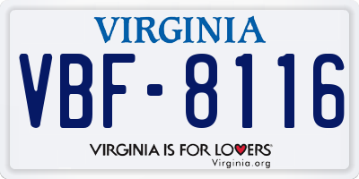 VA license plate VBF8116