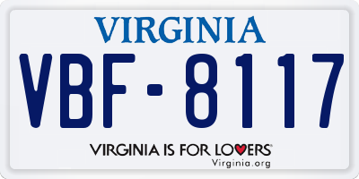 VA license plate VBF8117