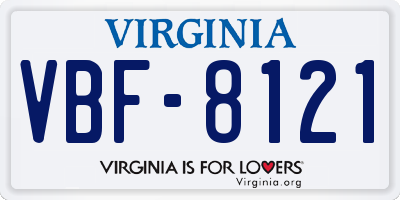 VA license plate VBF8121