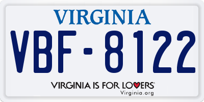 VA license plate VBF8122