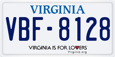 VA license plate VBF8128
