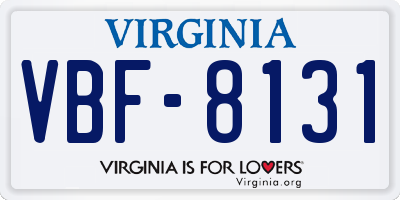 VA license plate VBF8131