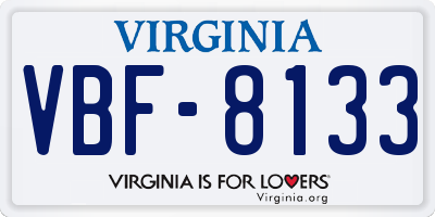 VA license plate VBF8133