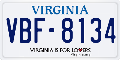 VA license plate VBF8134