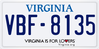 VA license plate VBF8135
