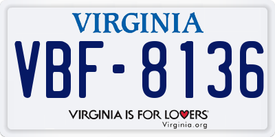 VA license plate VBF8136