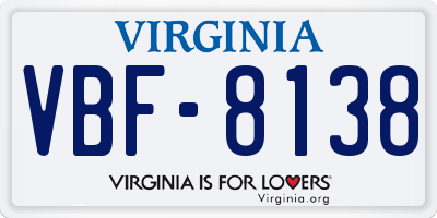 VA license plate VBF8138