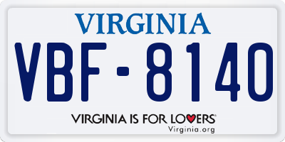 VA license plate VBF8140
