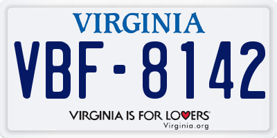 VA license plate VBF8142