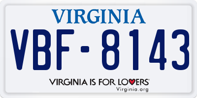 VA license plate VBF8143